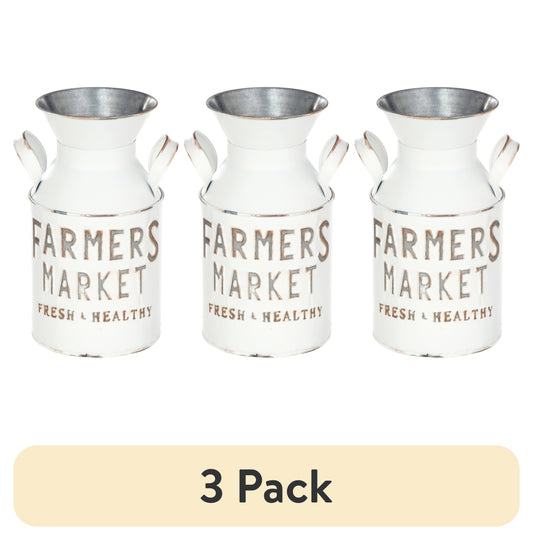 Mainstays Farmers Market Metal Milk Jug DÃ©cor with Handles, White, 10.4" H