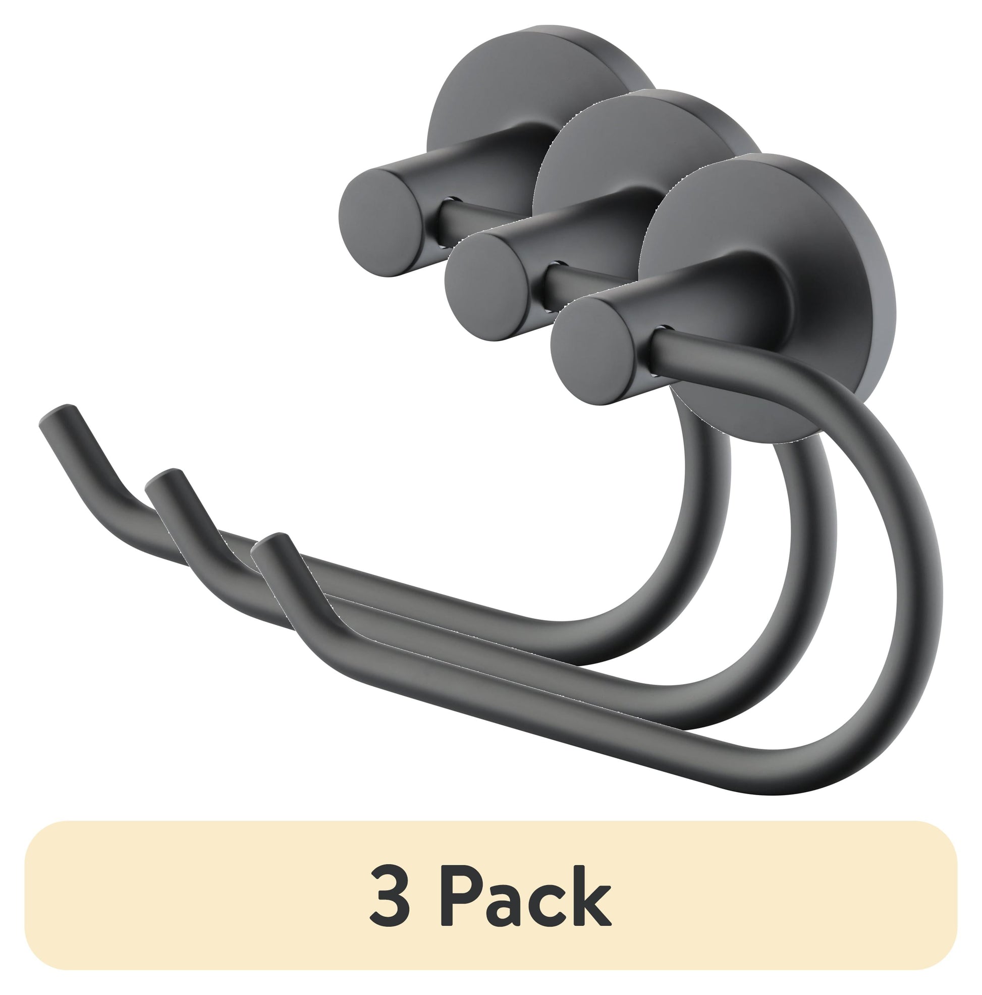 (3 pack) Mainstays Modern Round Toilet Paper Holder in Matte Black