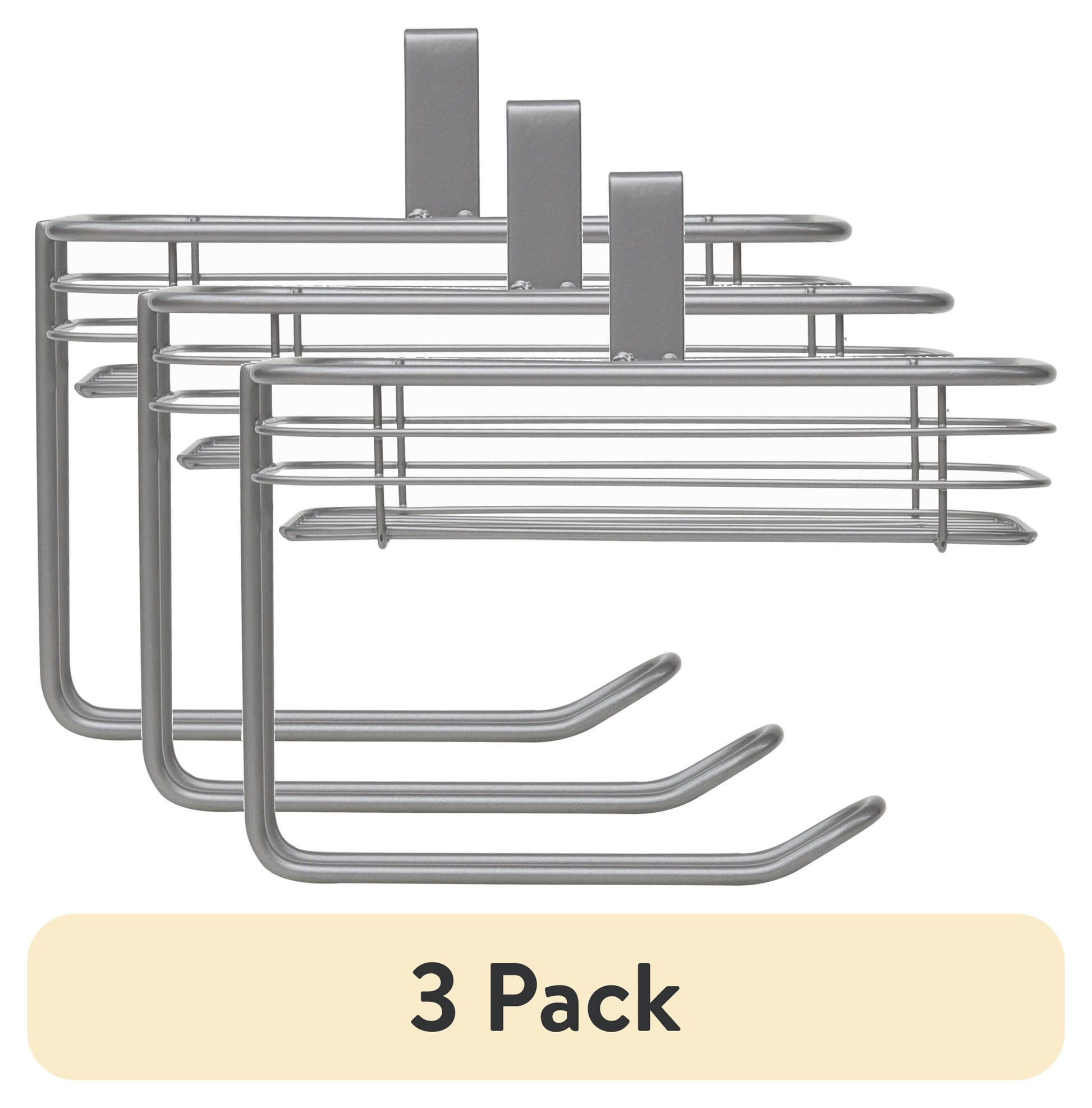 (3 pack) Mainstays Satin Nickel Over-the-Tank Toilet Paper Tissue & Wipes Holder