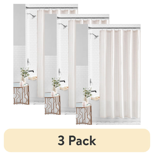 (3 pack) Mainstays Tan Texture Polyester Fabric Shower Curtain, 72" x 72"