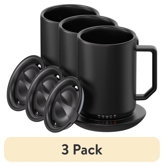 (3 pack) Mainstays Warming Coffee Mug, 12 oz Stainless Steel Coffee Mug with Mug Warmer Coaster and Lid