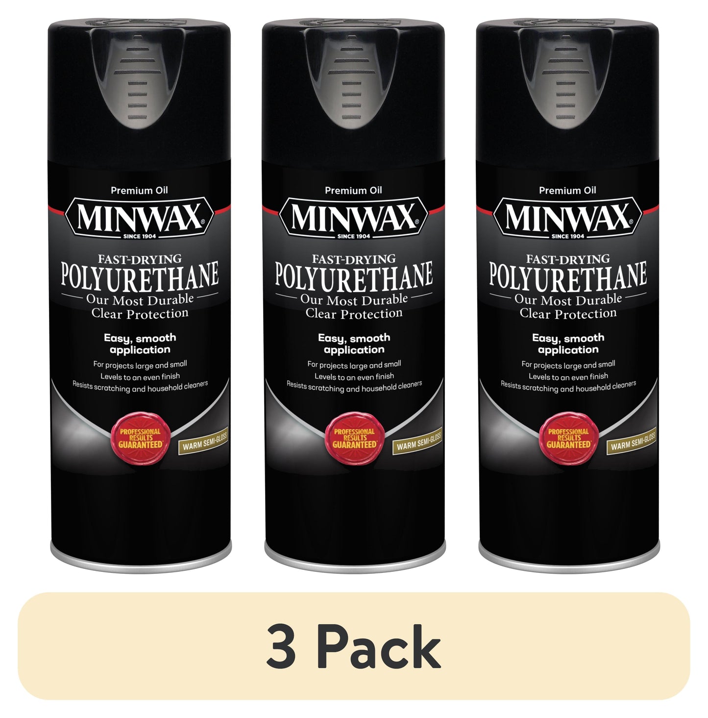 (3 pack) Minwax 33055000 Fast-Drying Polyurethane, Warm Semi-Gloss, Clear, 11.5 oz, (1 Piece, 1 Pack)