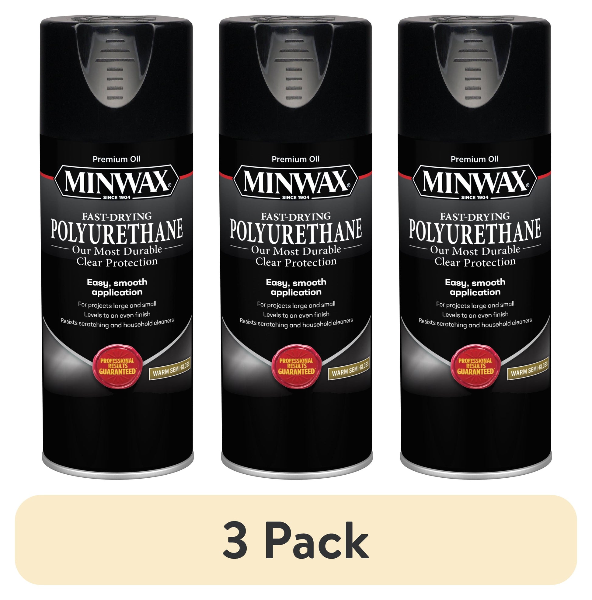 (3 pack) Minwax 33055000 Fast-Drying Polyurethane, Warm Semi-Gloss, Clear, 11.5 oz, (1 Piece, 1 Pack)