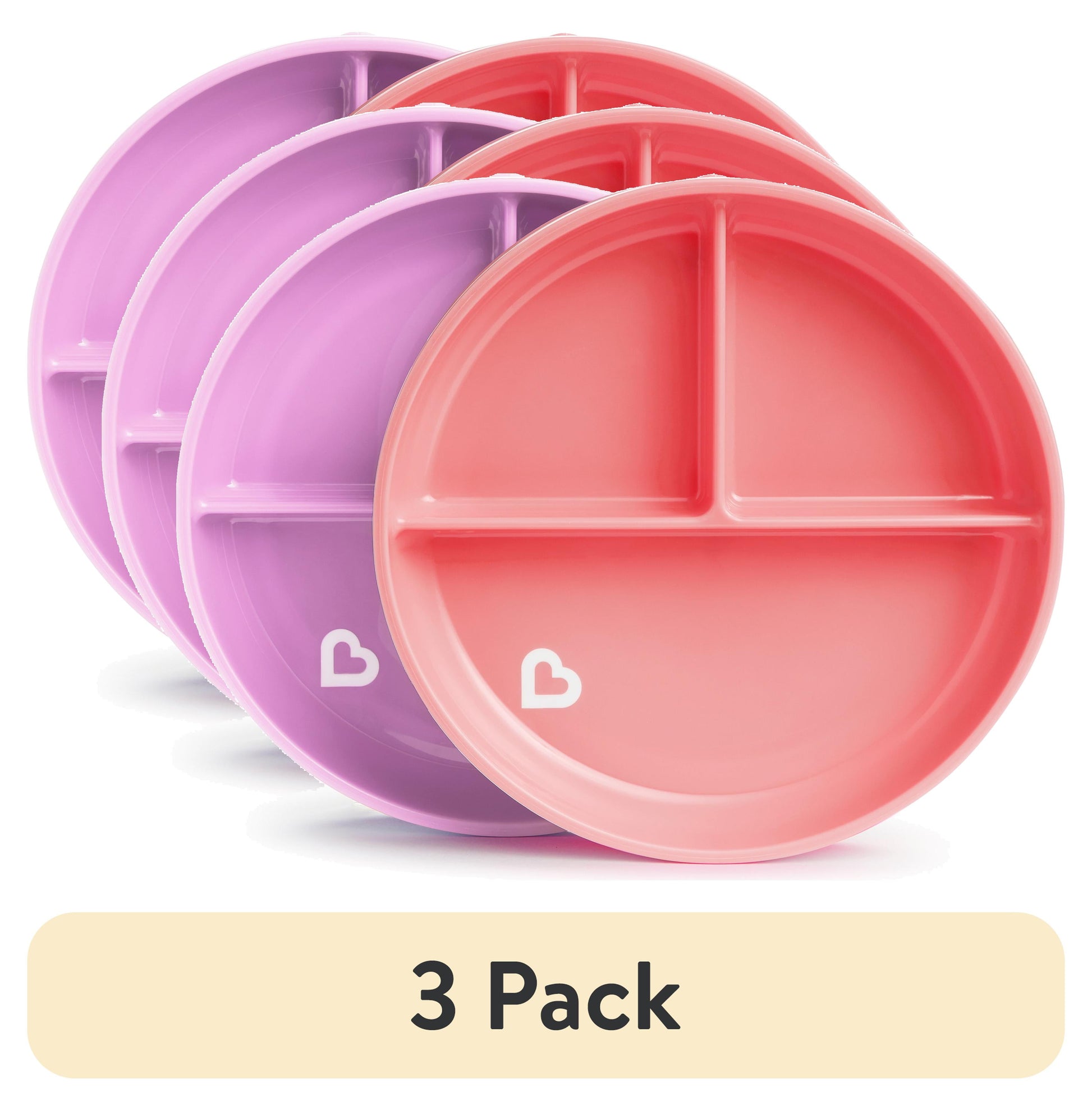 (3 pack) MunchkinÂ® Stay Putâ„¢ Suction Plates, Pink/Purple, 2 Pack