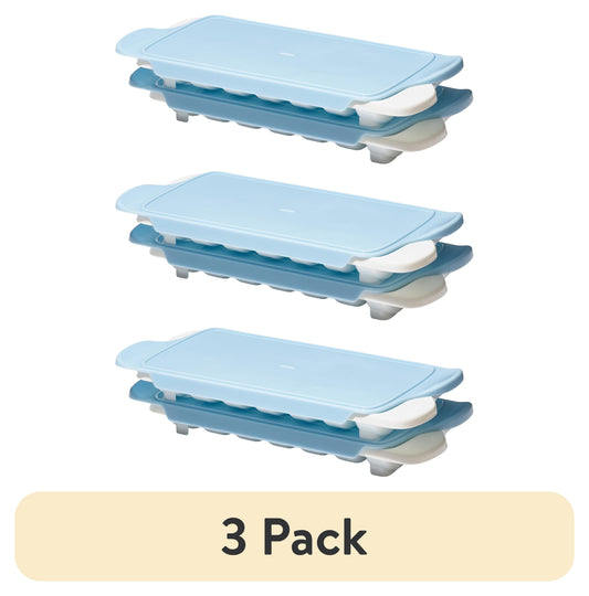 (3 pack) OXO Ice Cube Tray with Lid, 2-Pack, Blue
