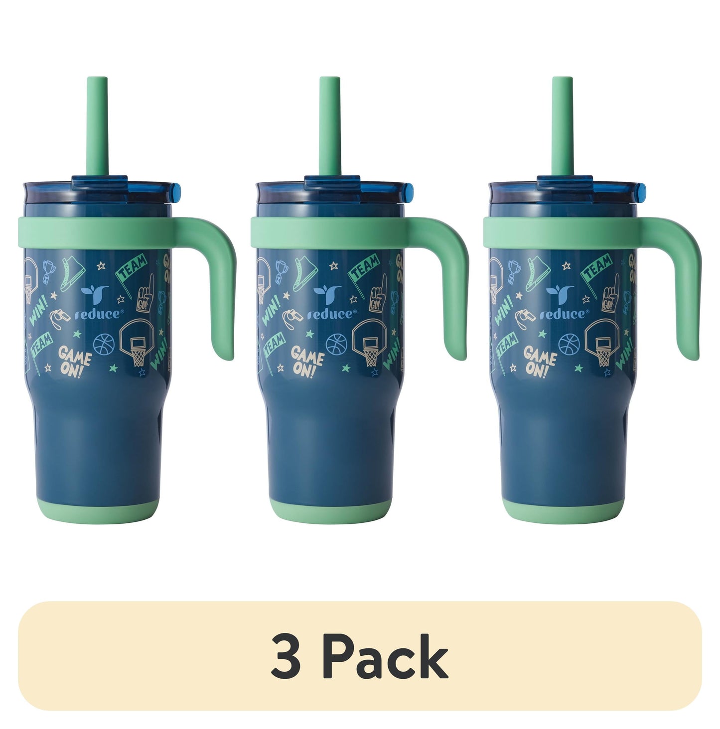 Reduce Coldee Kids Insulated Tumbler with Straw, 18oz Stainless Steel Spill-Proof Cup with Handle, Ice Cream