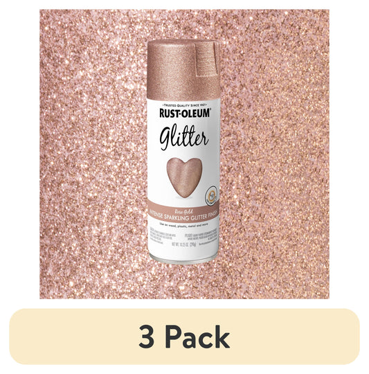 (3 pack) Rose Gold, Rust-Oleum Glitter Spray Paint-344697, 10.25 oz