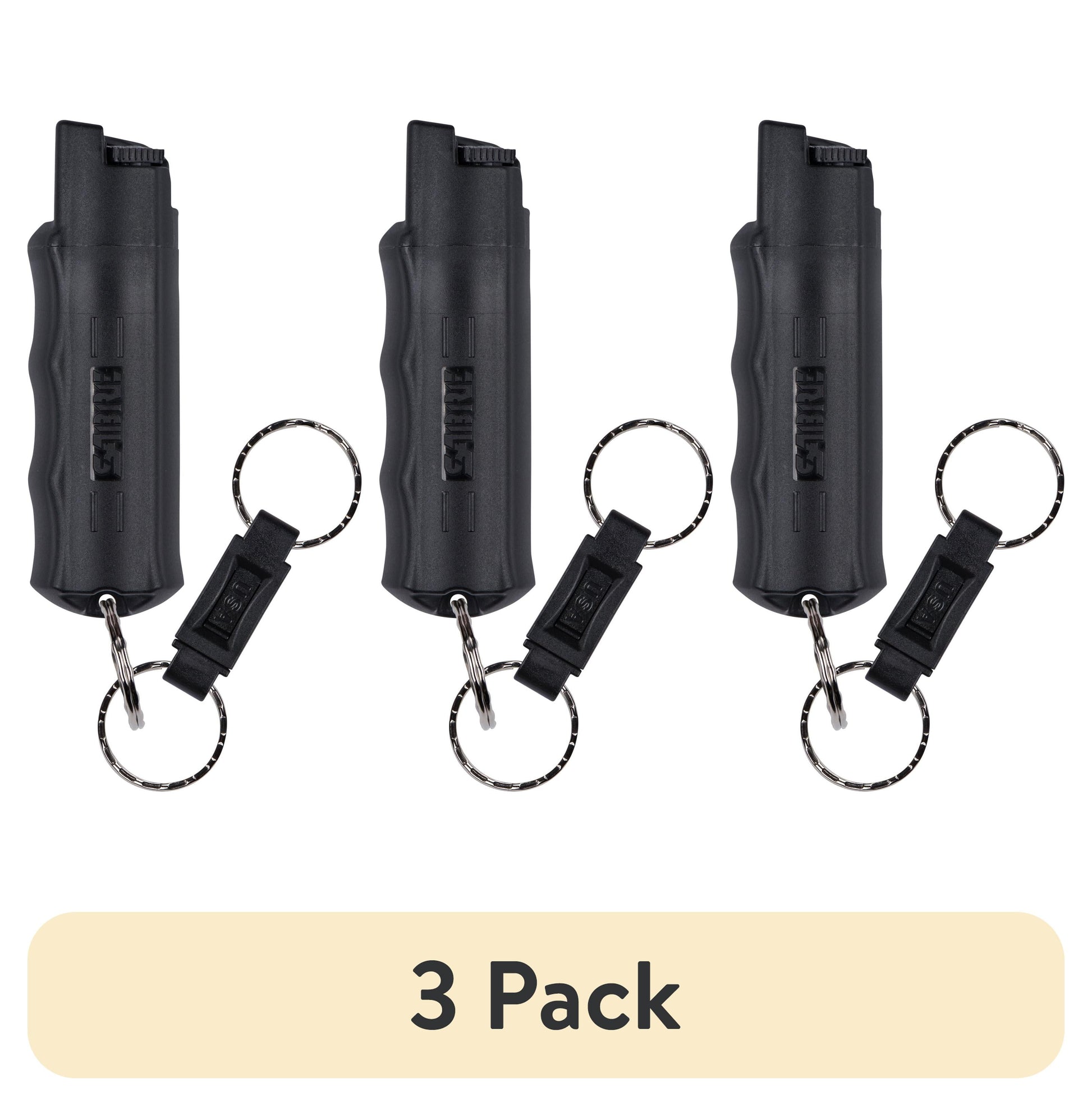 (3 pack) SABRE Pepper Spray with Quick Release Keychain, Black, 1 Ct, New, Pocket Pepper Sprays