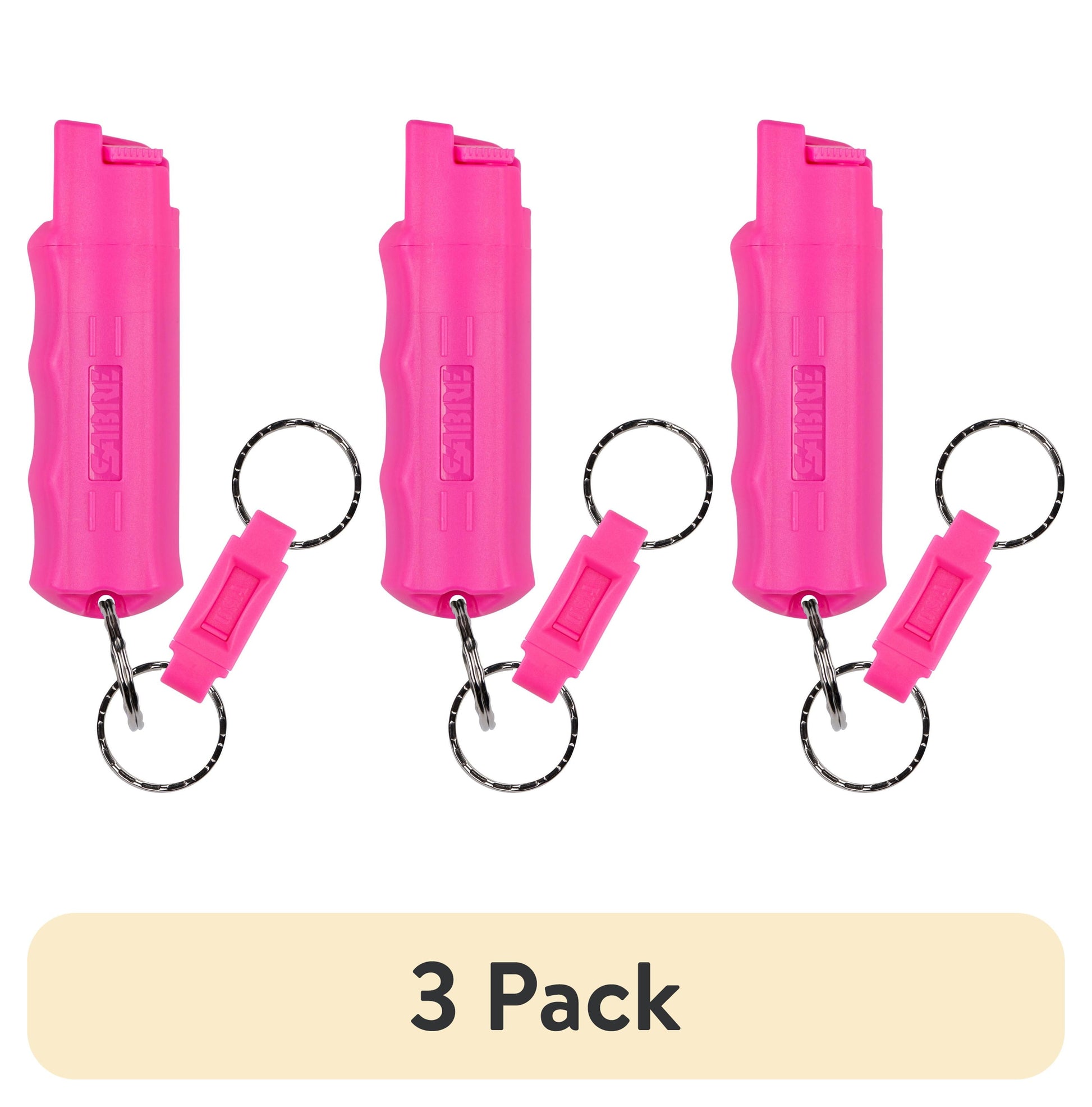 (3 pack) SABRE Pepper Spray with Quick Release Keychain, Pink, 1 Ct, New, Pocket Pepper Sprays
