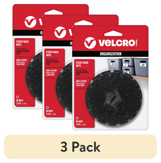 VELCRO Marca - Cierres de Gancho y Bucle Sticky Back Perfectos para el Hogar O la Oficina Monedas de 5/8 Pulgadas Pack de 80 Negro VEL-30164-USA