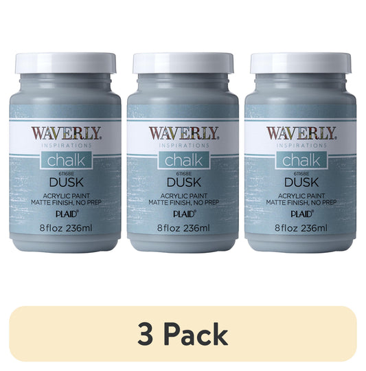 (3 pack) Waverly Inspirations Acrylic Ultra Matte Chalk Paint, Dusk, 8 fl oz