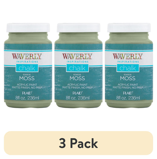 (3 pack) Waverly Inspirations Chalk Paint, Ultra Matte, Moss, 8 fl oz