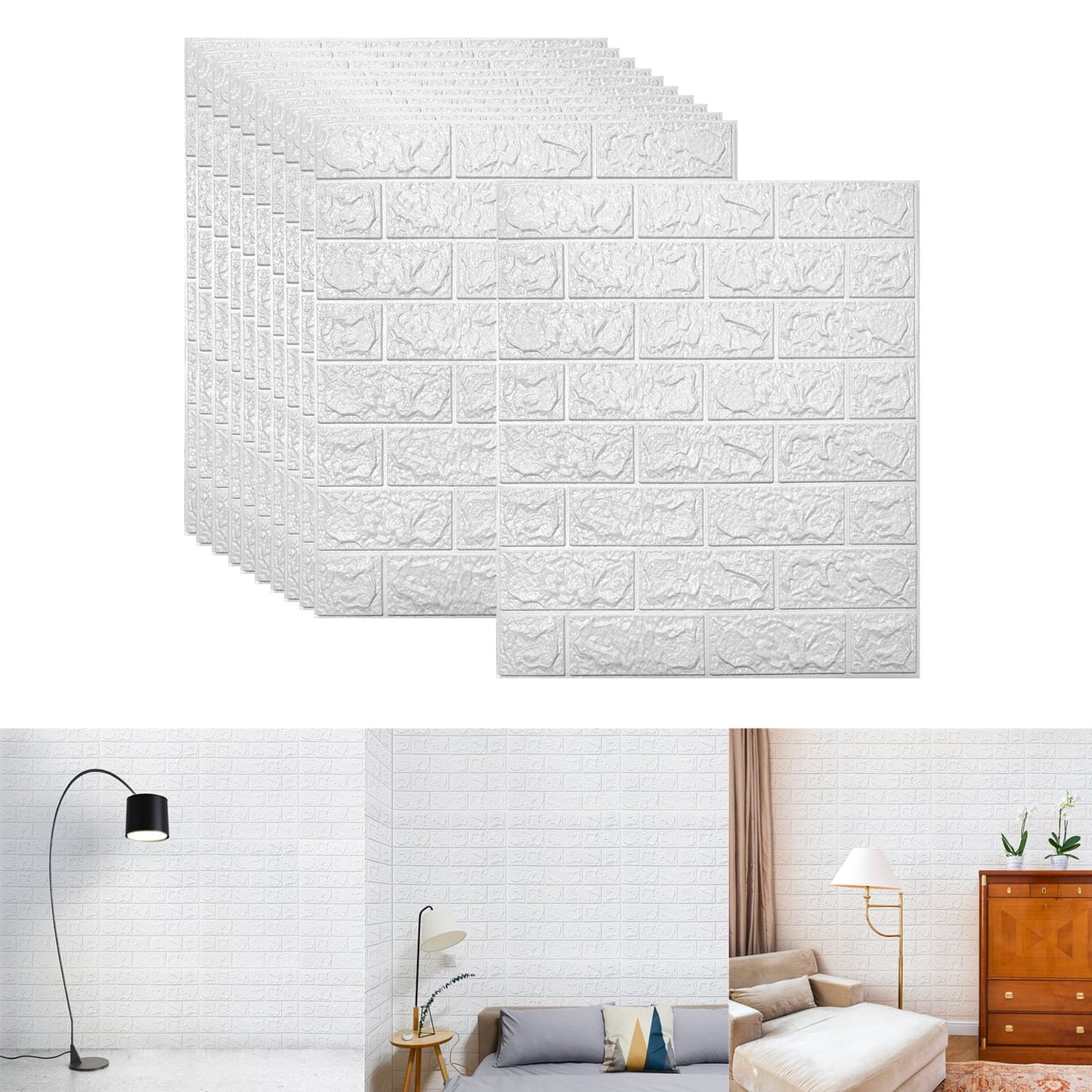 30 Pcs 3D Wall Panelsï¼ŒPeel and Stick White Brick Wallpaper Faux Foam Brickï¼ˆ44 Sq.ftï¼‰