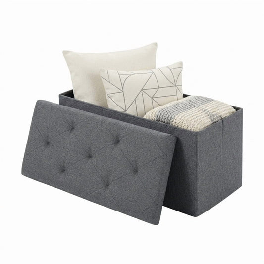 30''W Folding Storage Ottoman Bench, Footrest Stool with Hidden Compartment