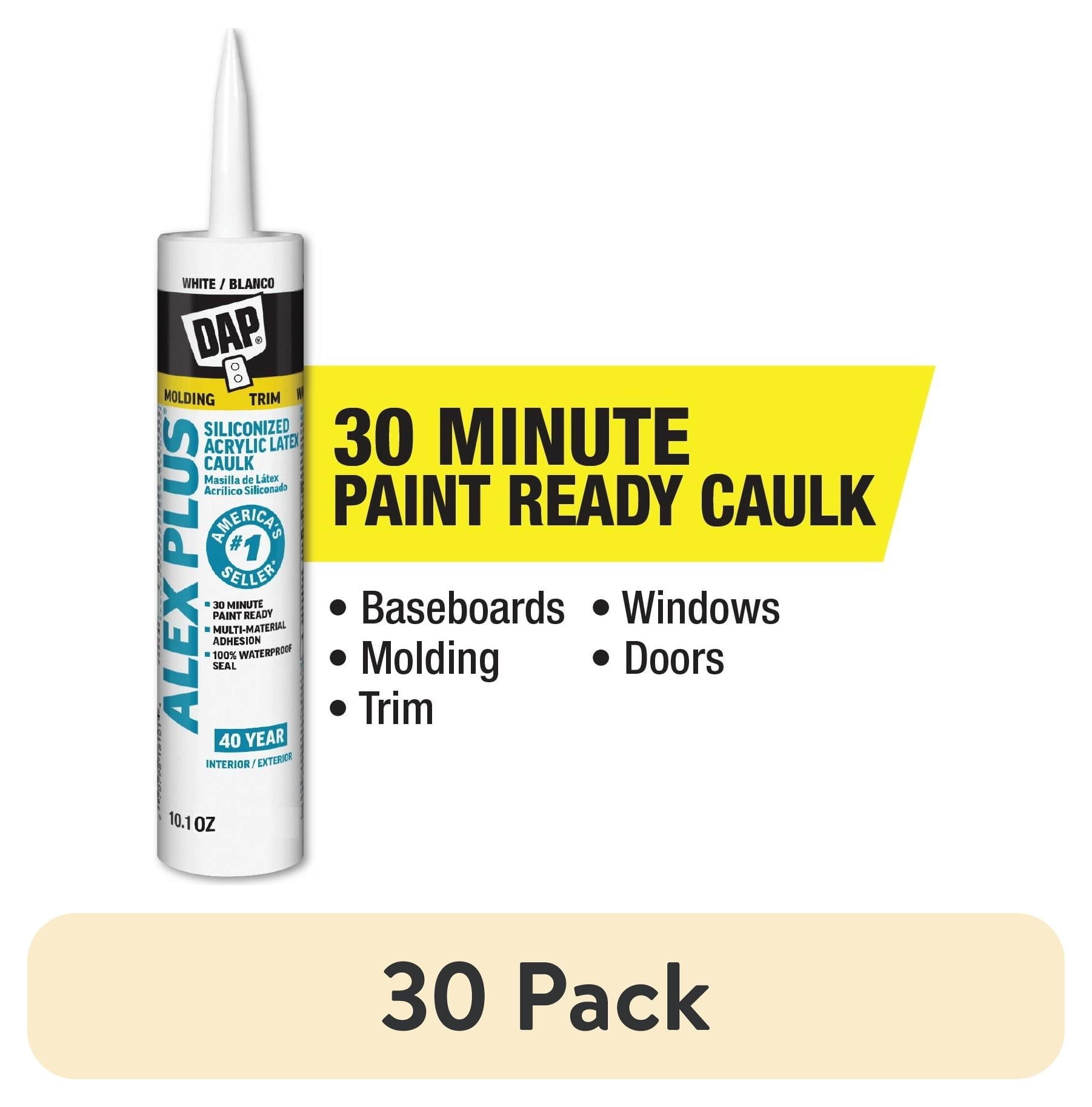 (30 pack) DAP Alex Plus 10.1 oz White All Purpose Acrylic Latex Caulk Plus Silicone