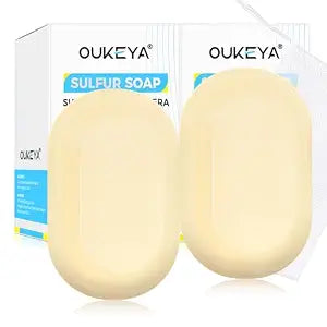 OUKEYA Sulfur Soap for Face with 10% Sulfur, 2% Salicylic Acid, 2Packs