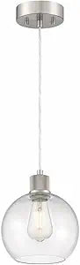 Access Lighting Port Nine Burgundy LED Pendant - Brushed Steel - Clear Glass - Replaceable LED