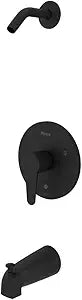 Pfister Pfirst Modern Tub and Shower Trim Kit 1-Handle Matte Black Finish without Shower Head Valve Not Included QuickConnect Spout Installation Bathroom Fixtures R89070B