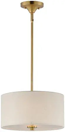 Maxim Lighting Bongo 2-Light Pendant/Semi-Flush Mount | Natural Aged Brass Finish | Linen Shade | Convertible Pendant Ceiling Light | 10011OMNAB