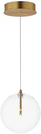 ET2 Lighting Global 1-Light Pendant | Natural Aged Brass Finish | Clear Glass Shade | Modern Hanging Pendant Light for Kitchen Islands and Dining Rooms | Adjustable Cord Suspension | E25071-18NAB