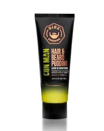 GIBS Con Man Hair & Beard Pudding - Leave In Conditioner - Curl Definer - Moisturizer