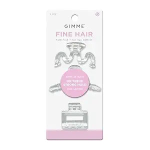 Gimme Beauty Fine Hair Mini Claw Clips, Clear, 3 Pack