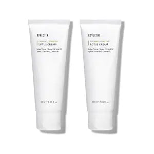 ROVECTIN Calming Lotus Water Cream - Lightweight Face Moisturizer for Oily, Combination Skin | 75% Lotus Water Extract For Skin Purifying, Anti-Aging | Vegan Korean Skincare (2.03 fl.oz) [2 Pack]