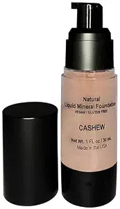 Mom's Secret 100% Natural Foundation, Organic, Vegan, Aloe Based, Natural Sun Protection, Gluten Free, Cruelty Free, Made in the USA, 1FL Oz. (Cashew - A Neutral Light/Medium)