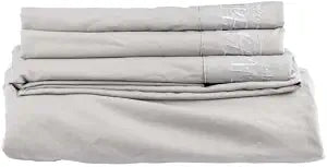 Wander & Rest by Lippert Bunk/Dinette Grey Adjustable Microfiber RV Sheet Set with Happy Camper Embroidery, Fitted Sheet, Top Sheet, Pillowcase - 2024121138