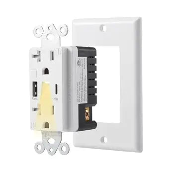 20AMP USB PD Outlet with Night Light, Fast Charger