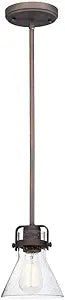 Maxim Lighting Seafarer 1-Light Pendant Light | Oil Rubbed Bronze Finish | Seedy Wire Glass Shade | Industrial Pendant Light | Ideal for Kitchen Islands & Dining Rooms | Dimmable | 91110CDOI