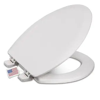 Centoco Heavy-Duty Elongated Toilet Seat, Wood Core/Plastic Finish, White