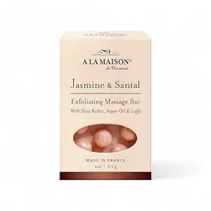 A LA MAISON Triple French Milled Bar Soap, 8.8 oz (Jasmine & Santal 4oz)