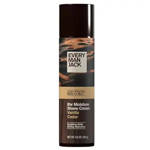 Every Man Jack Shaving Cream for Men, 8-Hour Moisture, Vanilla Cedar, 6.5oz