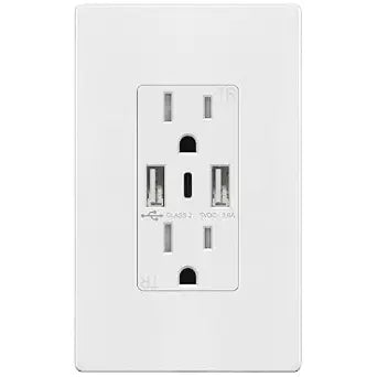 TOPGREENER 4.2A Dual Type A&C USB Wall Outlet, Charging Power Receptacle