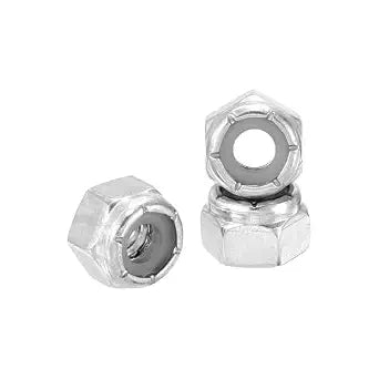 10Pcs 1/4"-28 Nylon Locking Hex Nuts 304 StainlessSteel Silver