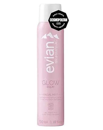 Evian Facial Spray | Glow, Calm & Protect Hydrating Face Mist | Natural Mineral Water with Plant-Based Extracts | 3.38 oz