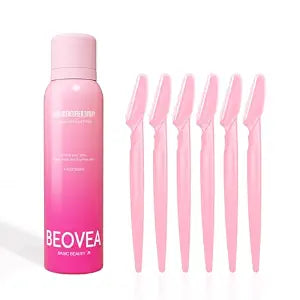 Hair Identifier Spray for Face Shaving - Gentle Facial Shaving Dermaplane Spray for Smooth, Glowing Skin, hair identifier spray for face dermaplaning Suitable for All Skin Types, Includes 6 Razors