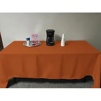 Intedge TCM5496-ORANGE Tablecloth, Rectangular Hemmed Edge, 54" x 96", 65/35 Poly Cotton Fabric Dining Table Cover, Washable Banquet and Wedding Tablecloth, Made in USA, 1 Each