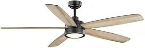 Open Box Home Decorators Collection Driskol 60 in. White Color Changing LED Matte Black Smart Ceiling Fan with Light Kit and Remote Powered by Hubspac