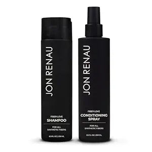 Jon Renau Fiber Love Wig Care Bundle, Synthetic Wig Shampoo and Leave In Conditioning Spray, Sulfate and Paraben Free Wash and Detangling System for Synthetic Wigs and Hair Extensions