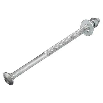 1/2" x 10" (25 Pack) Galvanized Carriage Bolt Kit Grade 307A Includes 1/2" USS Flat Washers (25 pcs) and 1/2"-13 Hex Nuts (25 pcs), Hot Dip Galvanized for Exterior Use by Makers Bolt