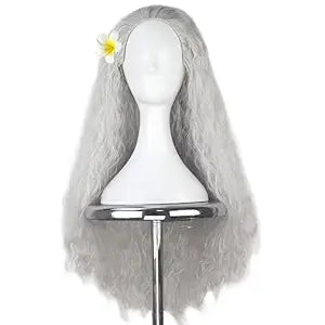 Yan Dream Long Silver White Old Lady Wig Messy Witch Wigs for Women Cosplay