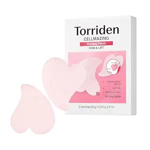 Torriden CELLMAZING Firming Patch 2 patches * 10 (10 Pairs) | Hydrating Under Eye, Smile Line, and Neck Patch | Heart-Shaped Flexible Fit | Peptide, 5D Collagen | Korean Skincare