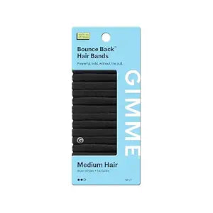 Gimme Beauty Medium Hold Hair Ties, Black, 12 Pack