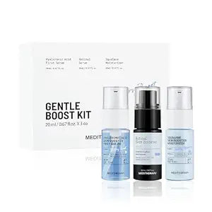 MEDITHERAPY Gentle Boost Kit - Mini Korean Skincare Set, 2.01 oz, 3-Step Face Routine for Glowy Skin, Gentle for Sensitive Skin, Hyaluronic Acid, Retinal, Squalane, Ideal Gift, Travel Essentials