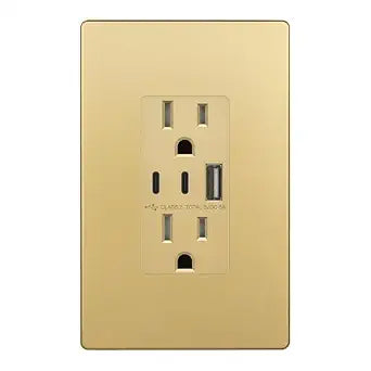 LIDER 5.0A 25W USB Wall Outlet, Tamper-Resistant Receptacle, Matte Gold