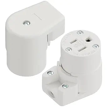 (2PACK) NEMA 5-15R/5-15C Female Socket, Right Angle 5-15R Connector ETL Listed 15AMP/125VOLT,15A DIY Receptacle, USA Canada 3-Prong,15A Household AC Industrial Grade Cord End Socket White