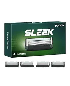 DORCO SLEEK 6-Blade Razor 4 Refills, Shaving Razors for Men