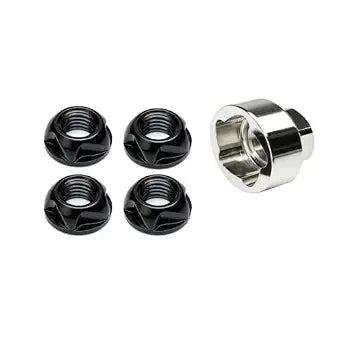 Black M8 304 Stainless Steel Anti-Theft Locking Nuts P1.25 Security Hardware Kit for Mountain Bike Awning Car Accessories Styling Light Bar (4 Lock Nuts + 1 Key)
